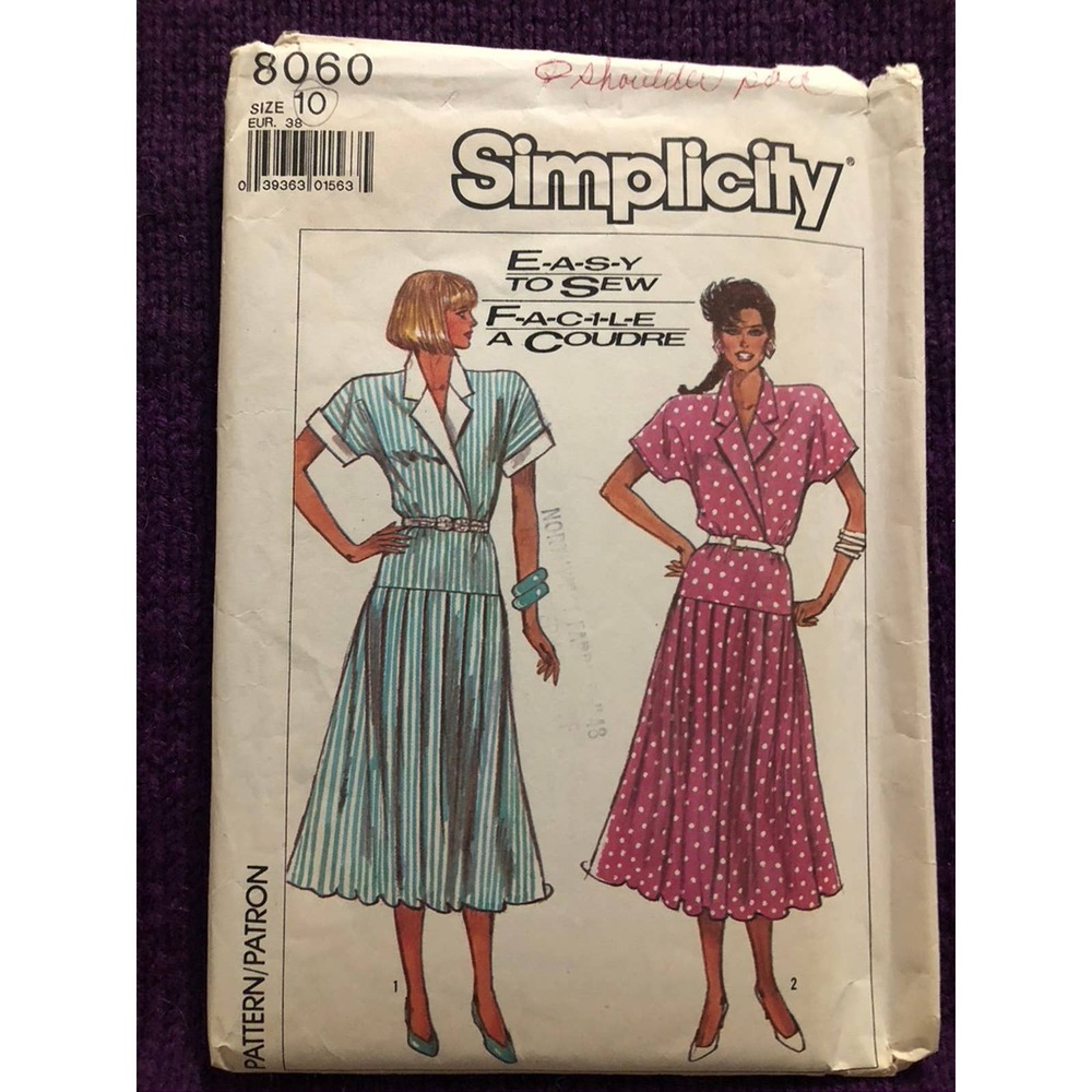 Simplicity 8060 shirt dress pattern sz 10